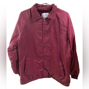 Vintage Burgundy Classics Fur Lined Button Down Windbreaker Jacket Men’s XL